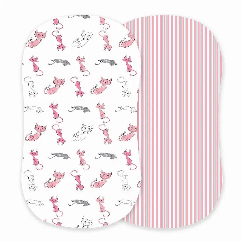 Playful Kitty & Candy Stripe Changing Pad Cover/Bassinet Newcastle Classics