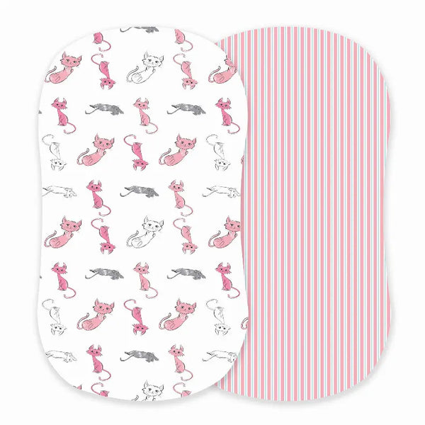 Playful Kitty & Candy Stripe Changing Pad Cover/Bassinet Newcastle Classics