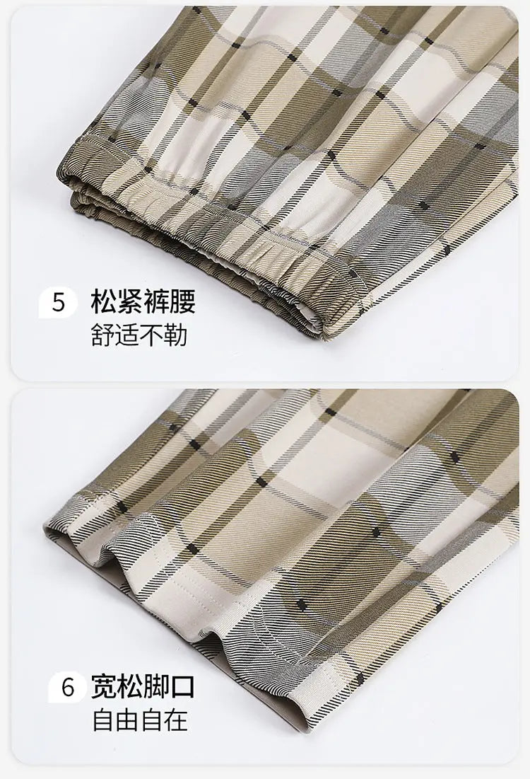 Plus Size 5XL 100% Cotton Men's Long-Sleeved Pajamas Spring & Fall Long-Sleeved 105kg Can Be Worn Outside Home Clothes Set GreatEagleInc
