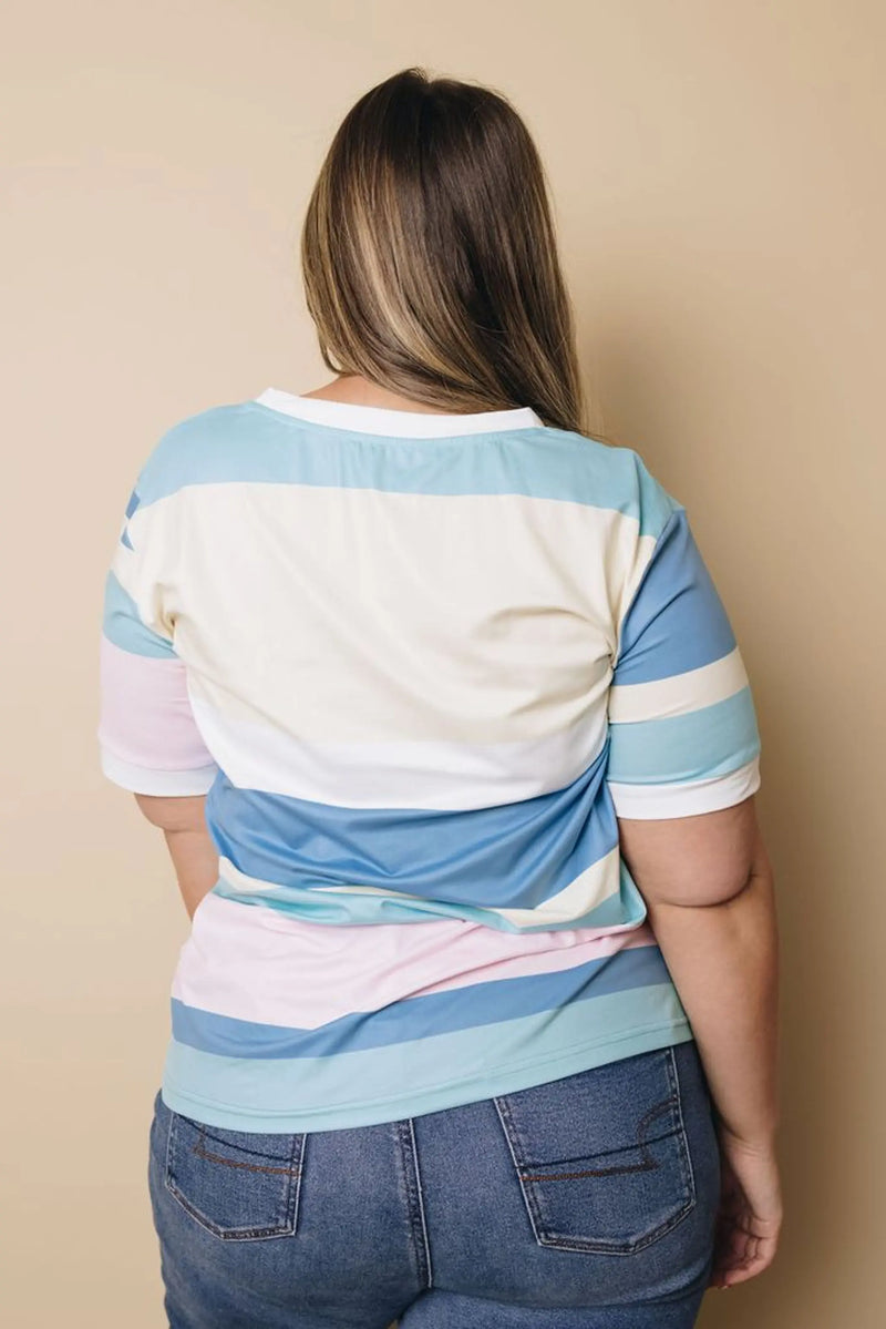 Plus Size - Betty Colorful Stripe Top Stay Warm in Style