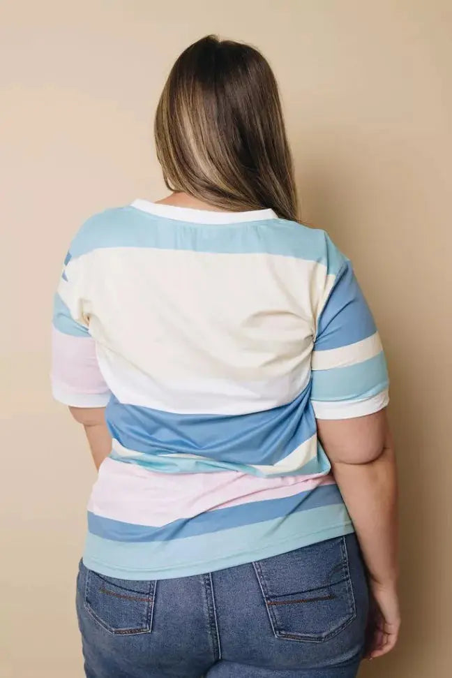 Plus Size - Betty Colorful Stripe Top Stay Warm in Style