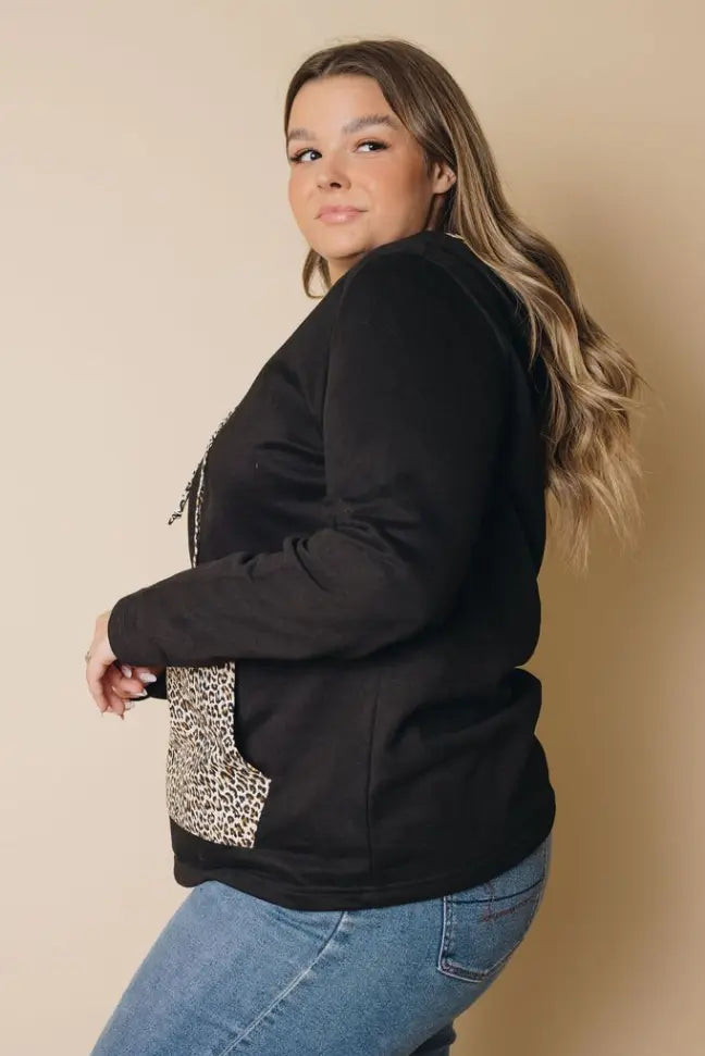 Plus Size - Dasha Leopard Hoodie Stay Warm in Style
