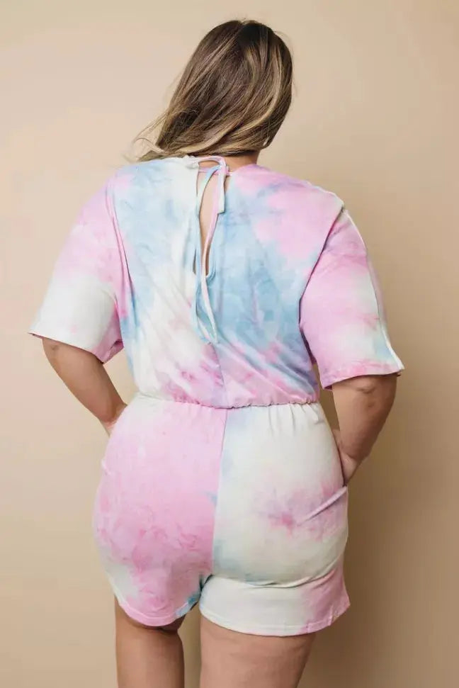 Plus Size - Leo Tie Dye Romper Stay Warm in Style