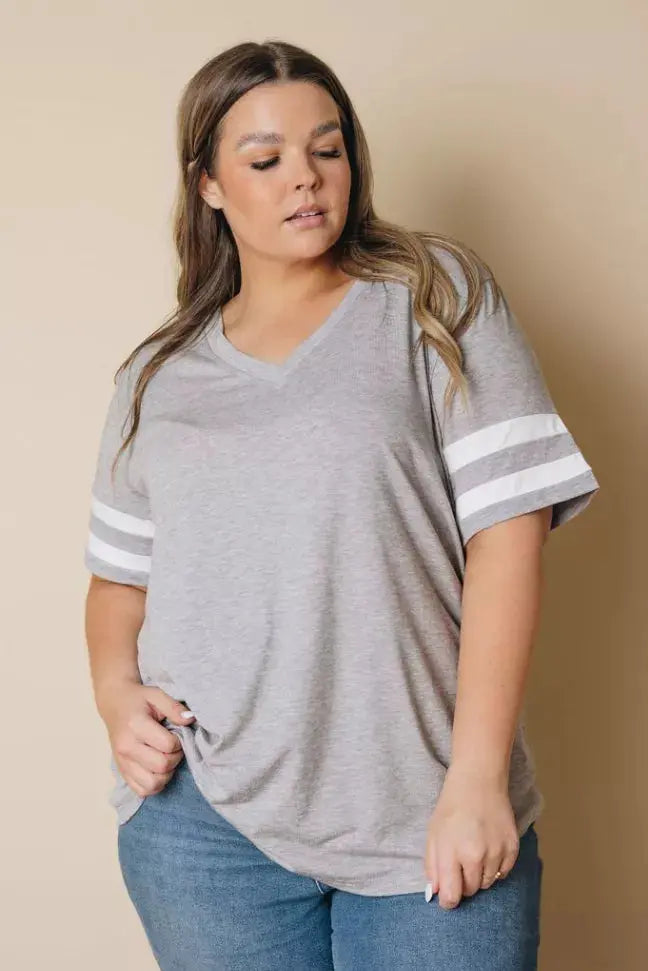 Plus Size - Prim Striped Tee Stay Warm in Style
