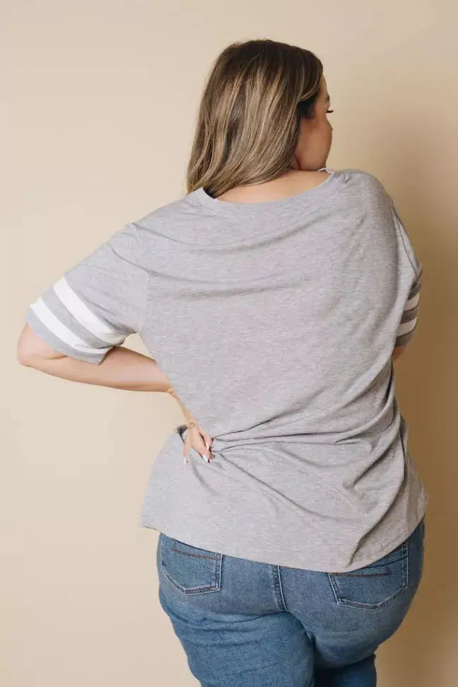 Plus Size - Prim Striped Tee Stay Warm in Style