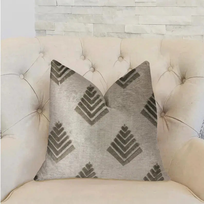 Plutus Aspen Mist Blue and Beige Luxury Throw Pillow Plutus Brands