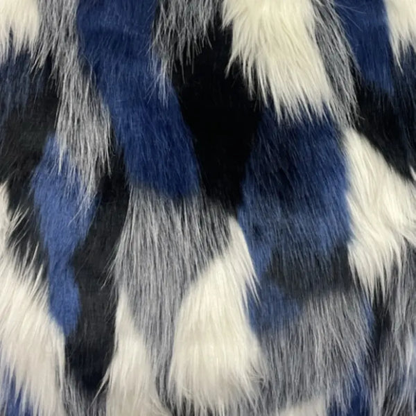 Plutus Black, Blue, White Animal Faux Fur Luxury Throw Pillow Plutus Brands
