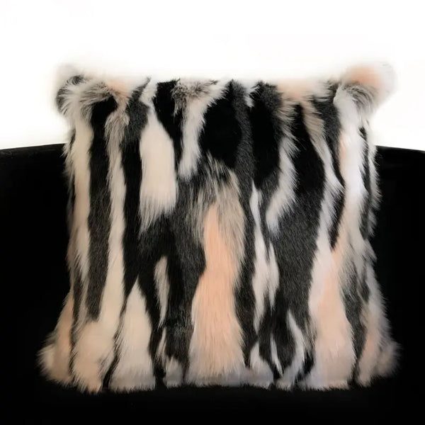 Plutus Black, White, Pink Fancy Animal Faux Fur Luxury Throw Pillow Plutus Brands