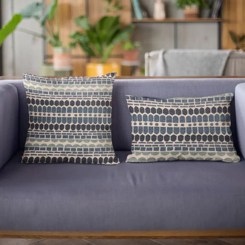 Plutus Blue Harmony Border Luxury Throw Pillow Plutus Brands
