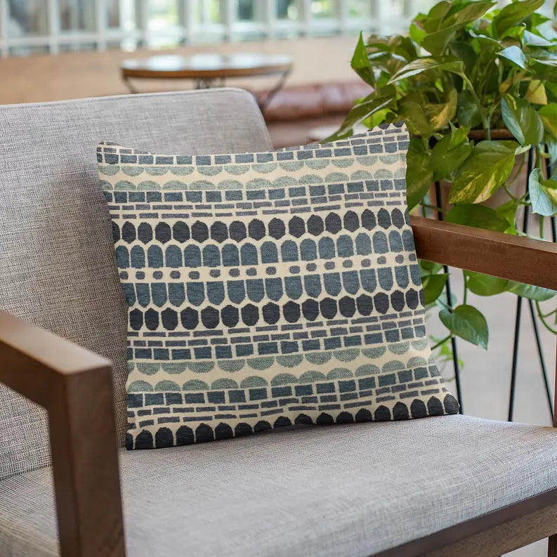 Plutus Blue Harmony Border Luxury Throw Pillow Plutus Brands