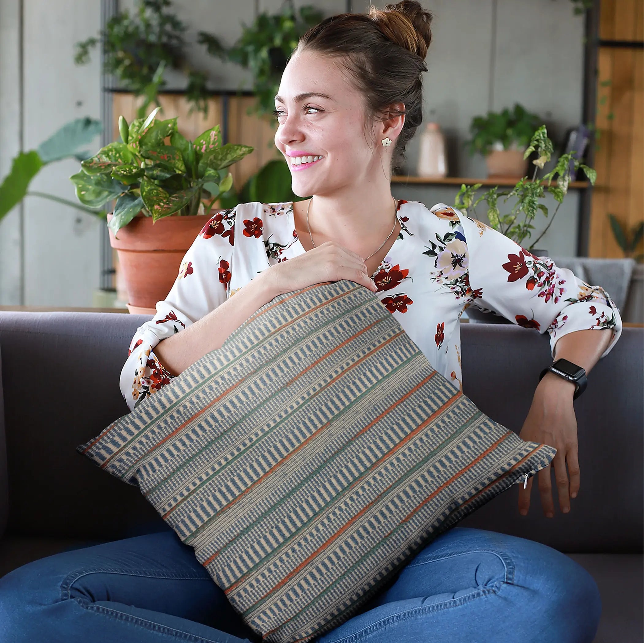 Plutus Blue Lane Stripe Luxury Throw Pillow Plutus Brands