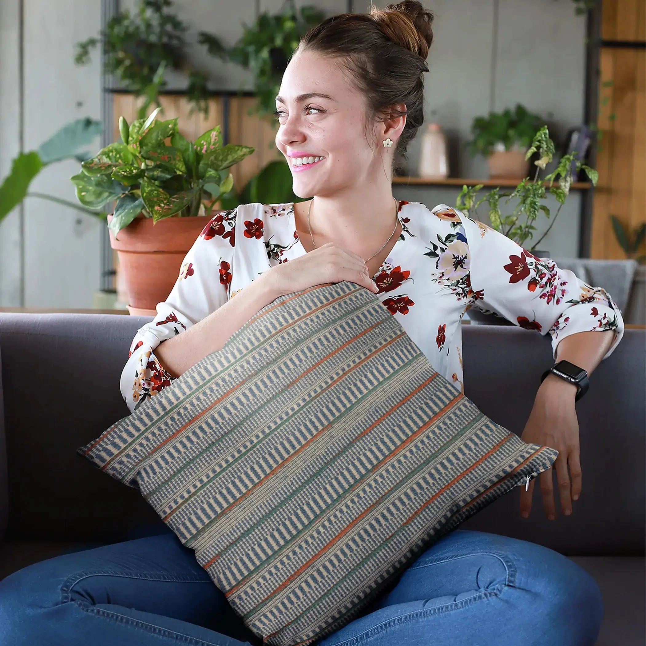 Plutus Blue Lane Stripe Luxury Throw Pillow Plutus Brands