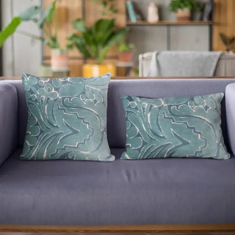 Plutus Blue Velvet Damask Luxury Throw Pillow Plutus Brands