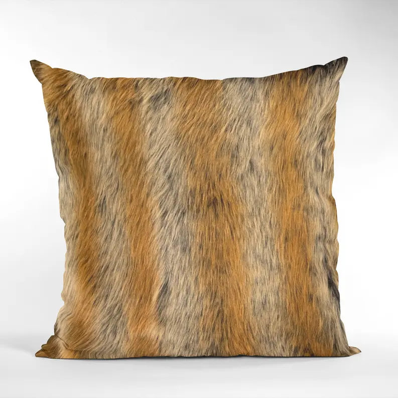 Plutus Brown Gold Chinchilla Animal Faux Fur Luxury Throw Pillow Plutus Brands