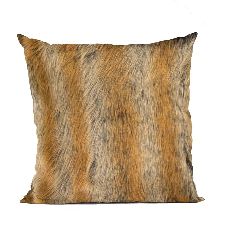 Plutus Brown Gold Chinchilla Animal Faux Fur Luxury Throw Pillow Plutus Brands
