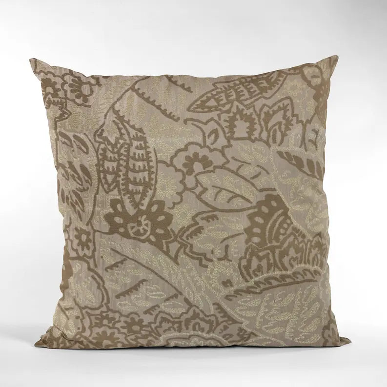 Plutus Brown Mustard Jacquard Luxury Throw Pillow Plutus Brands
