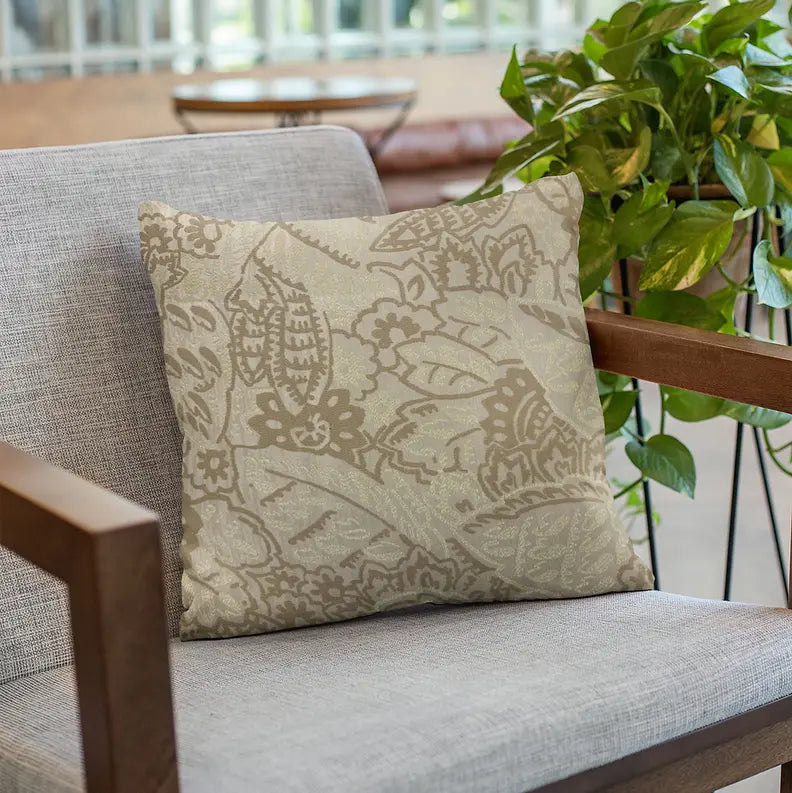 Plutus Brown Mustard Jacquard Luxury Throw Pillow Plutus Brands