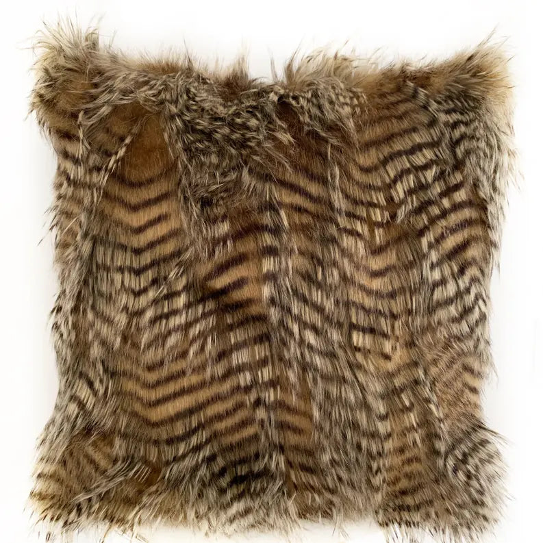 Plutus Brown and Grey Porcupine Animal Faux Fur Luxury Throw Pillow Plutus Brands