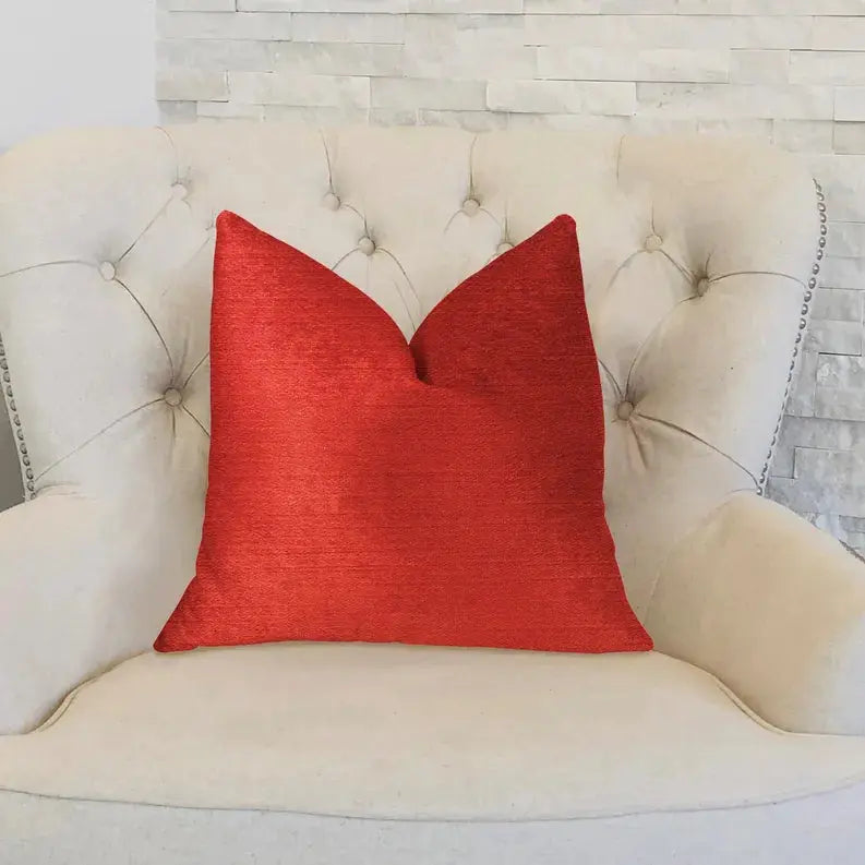Plutus Cherry Love Orange and Red Luxury Throw Pillow Plutus Brands