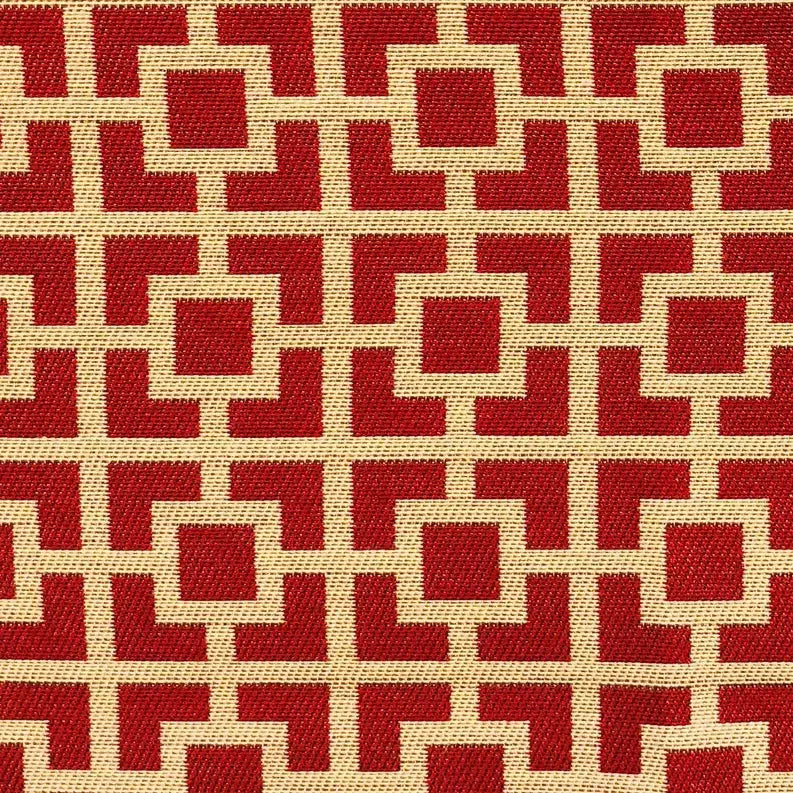 Plutus Crimson Square Red and Beige Luxury Throw Pillow Plutus Brands