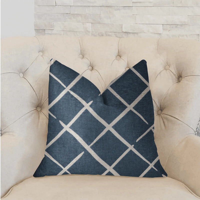 Plutus DaVinci Blue and White Luxury Throw Pillow Plutus Brands