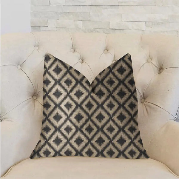 Plutus Diamond Embers Gray and Beige Luxury Throw Pillow Plutus Brands