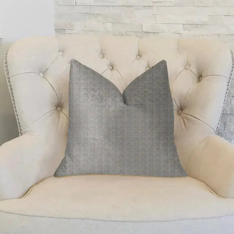 Plutus Fremont Gray and Silver Luxury Throw Pillow Plutus Brands