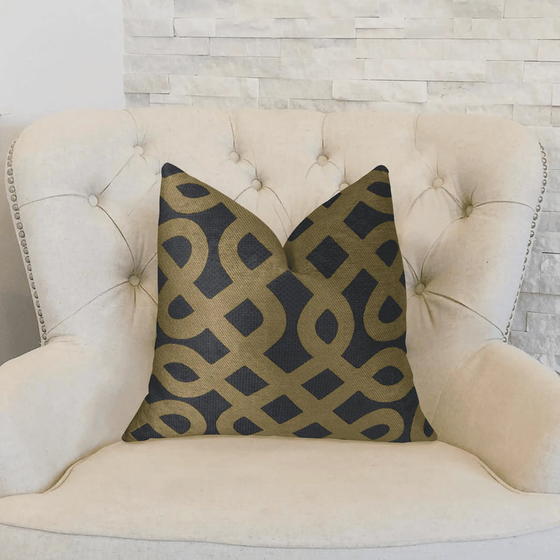 Plutus Golden Maze Black and Gold Handmade Luxury Pillow Plutus Brands