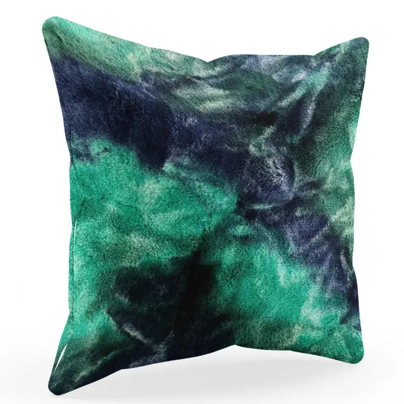 Plutus Green Blue Northern Lights Animal Faux Fur Luxury Throw Pillow Plutus Brands