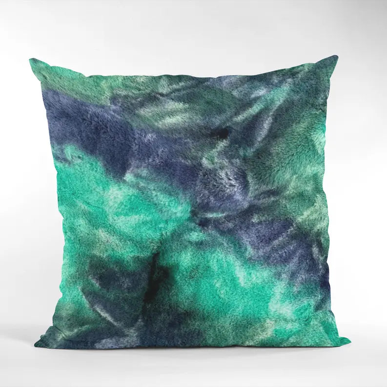 Plutus Green Blue Northern Lights Animal Faux Fur Luxury Throw Pillow Plutus Brands