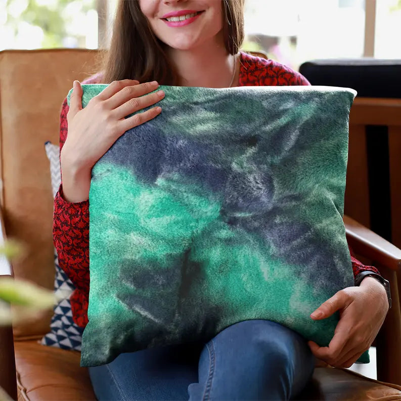 Plutus Green Blue Northern Lights Animal Faux Fur Luxury Throw Pillow Plutus Brands