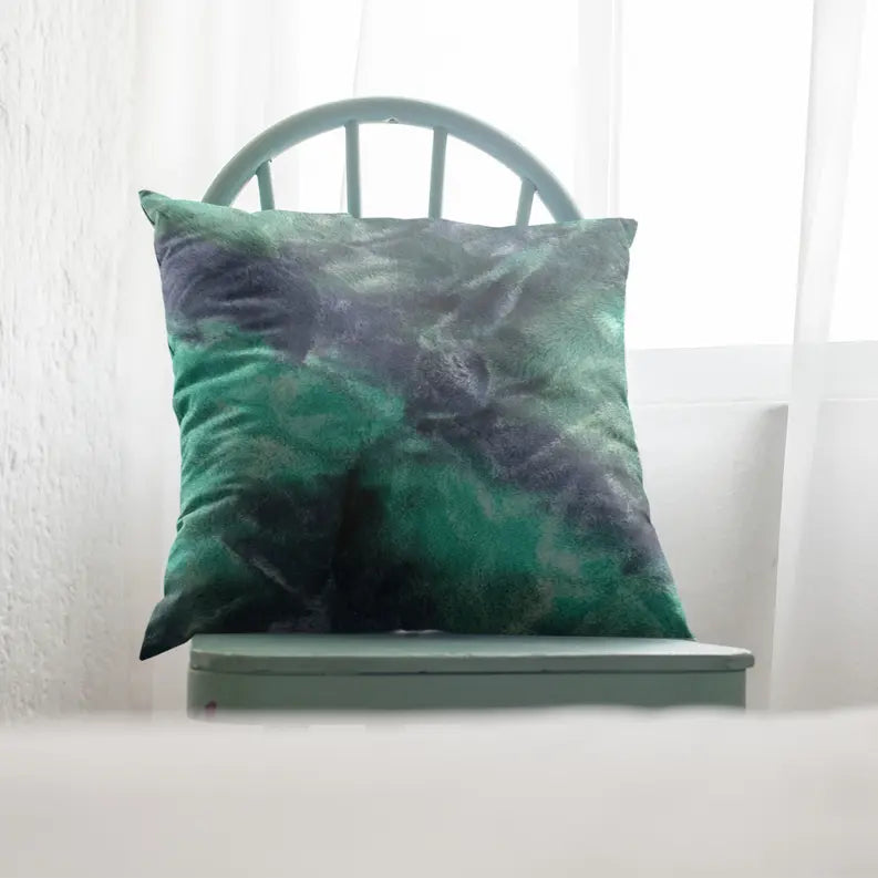 Plutus Green Blue Northern Lights Animal Faux Fur Luxury Throw Pillow Plutus Brands