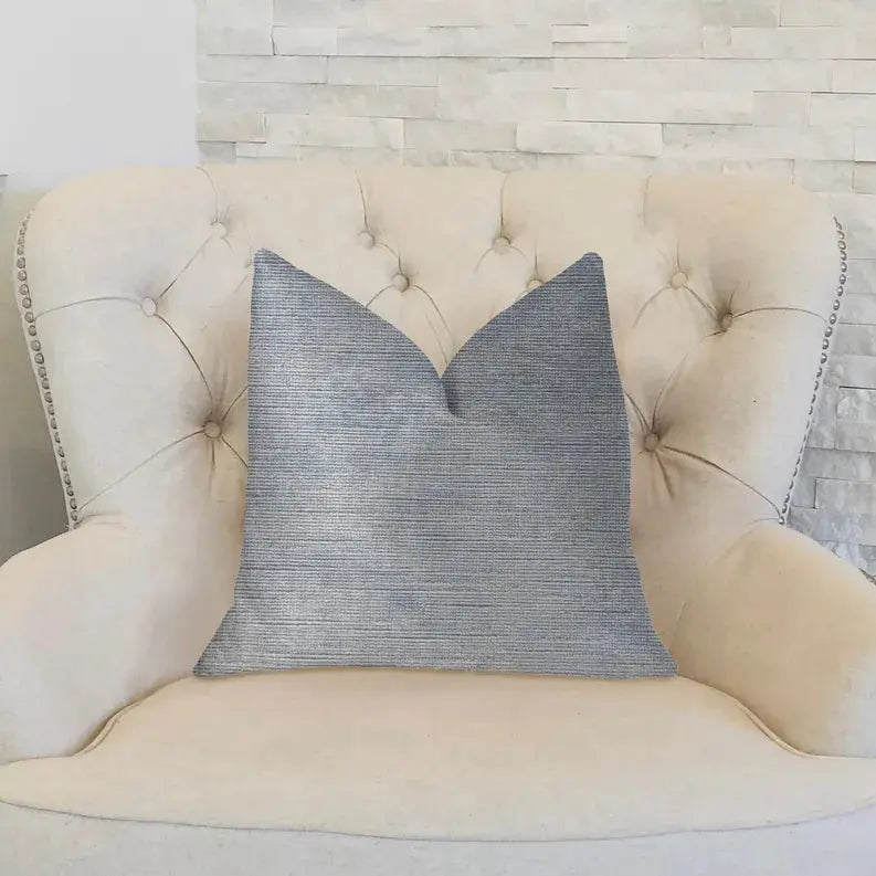 Plutus Icy Sky Blue and Silver Luxury Throw Pillow Plutus Brands