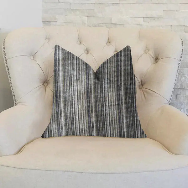 Plutus New Hampton Ivory and Blue Luxury Throw Pillow Plutus Brands