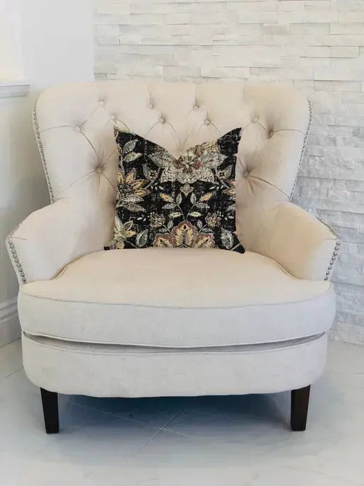 Plutus Noir Lotus Blossom Luxury Throw Pillow Plutus Brands