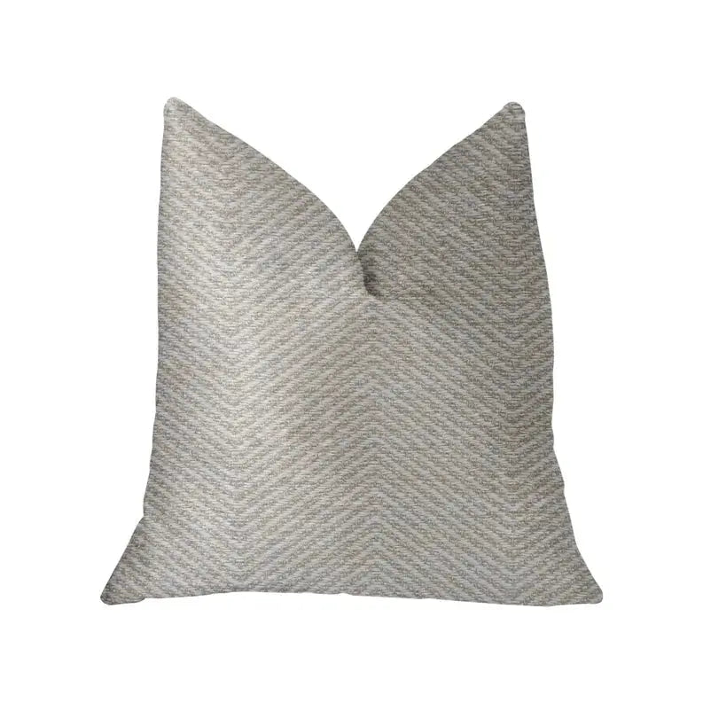 Beige herringbone patterned decorative pillow in soft fabric, perfect for modern home decor.