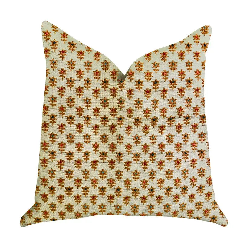 Plutus Rosy Posse Orange and Tan Floral Luxury Throw Pillow Plutus Brands