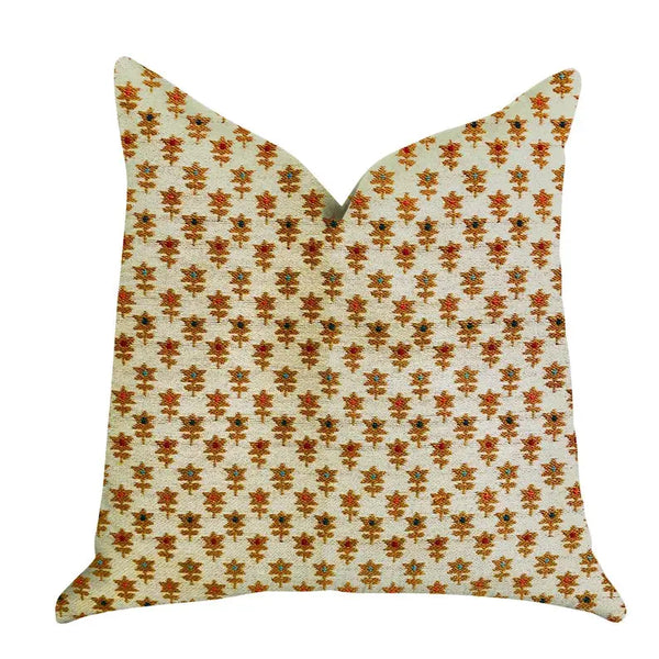 Plutus Rosy Posse Orange and Tan Floral Luxury Throw Pillow Plutus Brands
