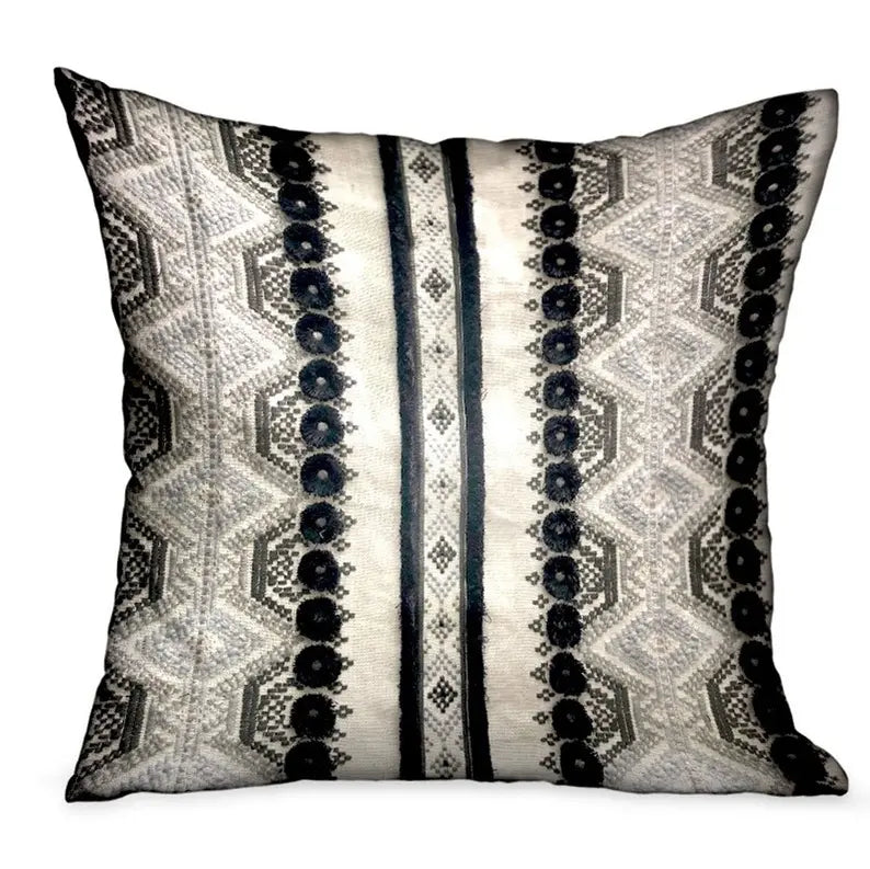 Plutus Scandanavian Stripe Black, White Geometric Luxury Throw Pillow Plutus Brands