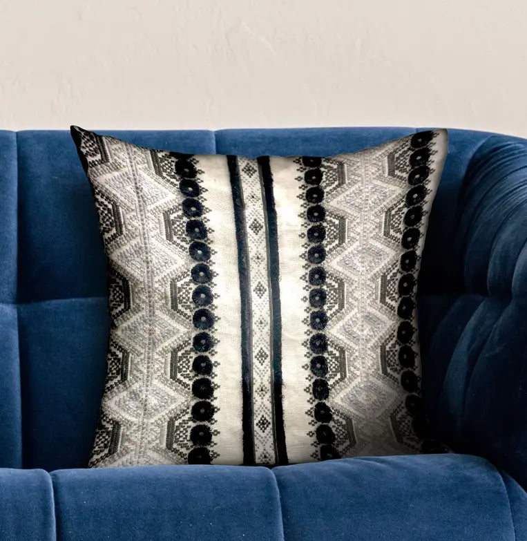 Plutus Scandanavian Stripe Black, White Geometric Luxury Throw Pillow Plutus Brands