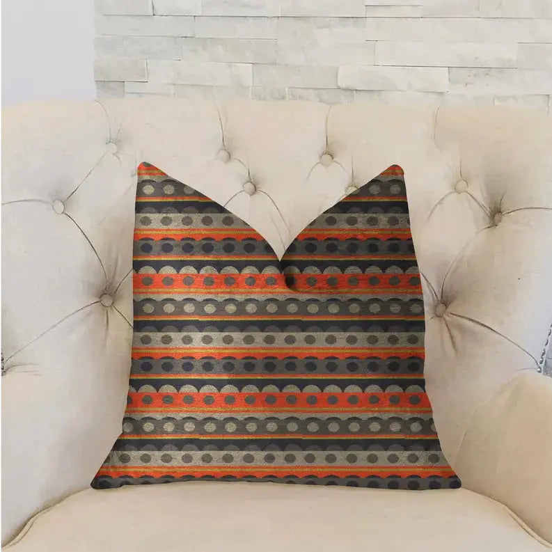 Plutus Story Circle Red, Blue and Gray Luxury Throw Pillow Plutus Brands