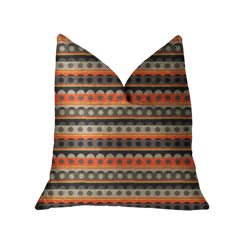 Plutus Story Circle Red, Blue and Gray Luxury Throw Pillow Plutus Brands