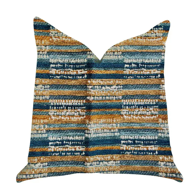 Plutus Timber Blue and Beige Textured Luxury Throw Pillow Plutus Brands