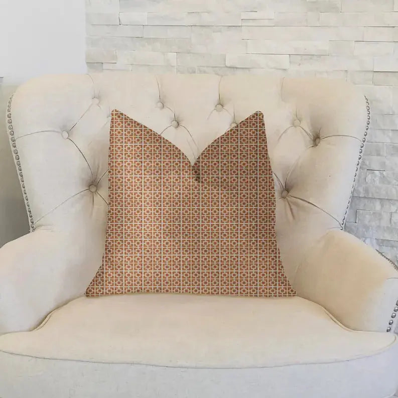 Plutus Uptown Orange and Ivory Luxury Throw Pillow Plutus Brands