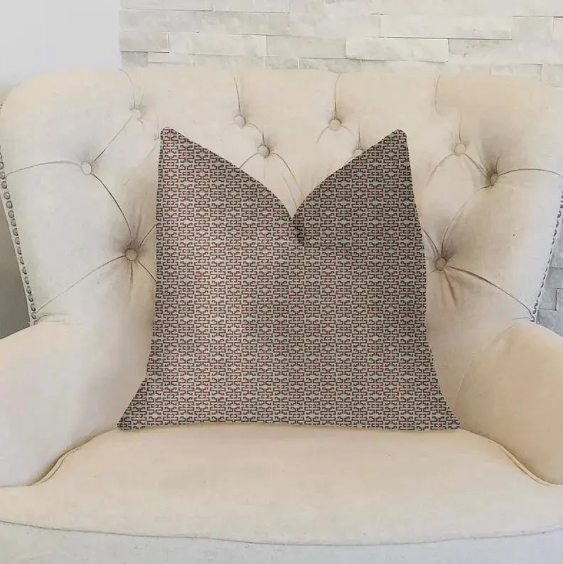 Plutus Viva Red Link Red and Beige Luxury Throw Pillow Plutus Brands