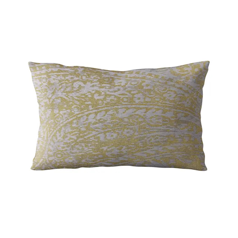 Plutus Yellow Golden Leaf Jacquard Luxury Throw Pillow Plutus Brands