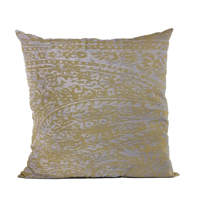 Plutus Yellow Golden Leaf Jacquard Luxury Throw Pillow Plutus Brands