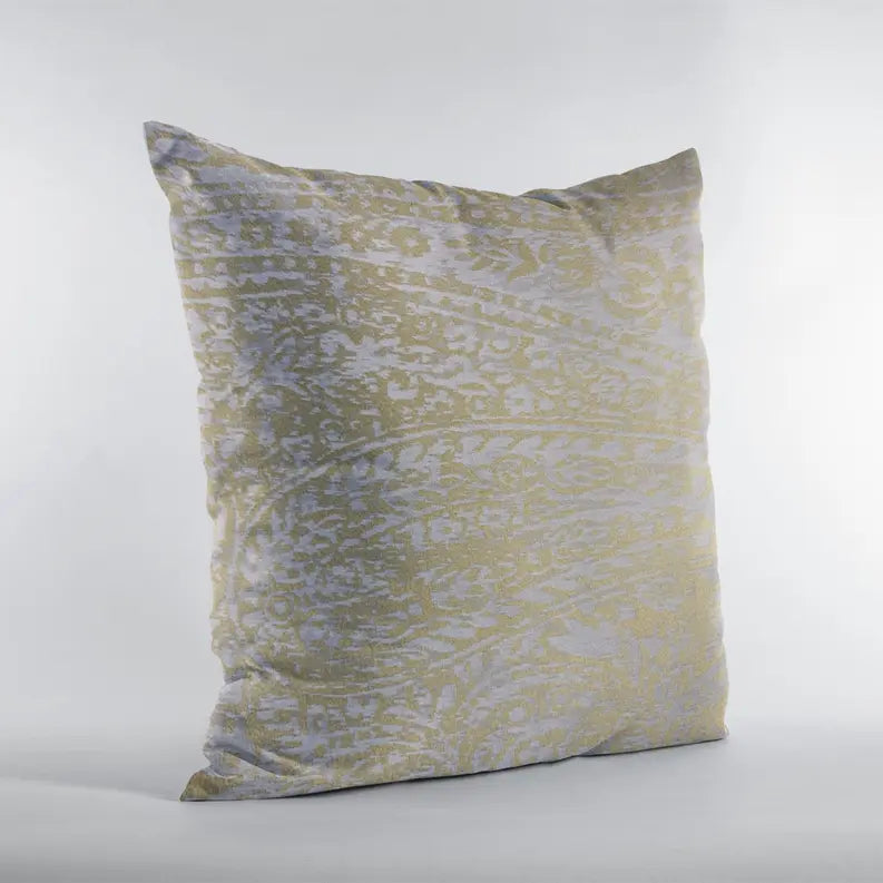 Plutus Yellow Golden Leaf Jacquard Luxury Throw Pillow Plutus Brands