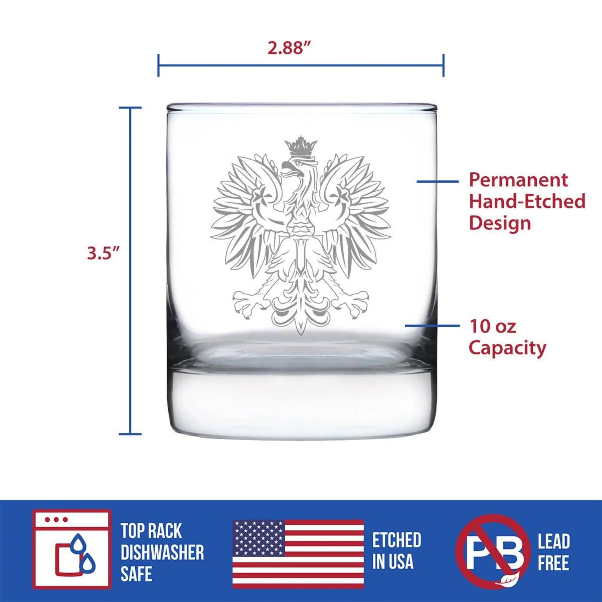 Polish Eagle Whiskey Rocks Glass - Poland Gifts and Decor Bevvee