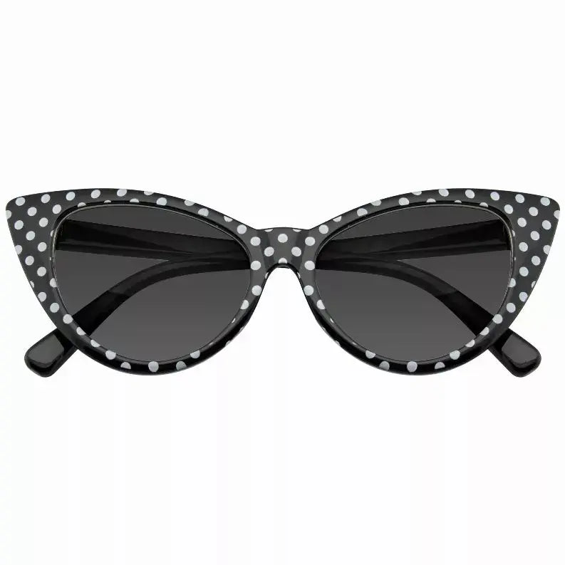 Polka Dot Cat Eye Womens Fashion Mod Super Cat Sunglasses with  Case Sunglass Memphis